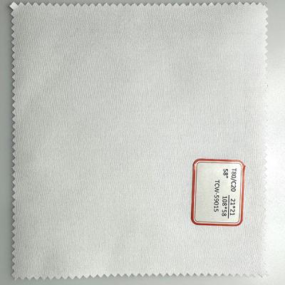 China White Polyester Cotton TC Fabric 21*21 108*58 Bleached Fabric for sale