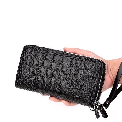 China Other Promotional High Quality Men's Purse PU Leather Wallet Men Alligator Zipper Wallet Large Capacity for sale