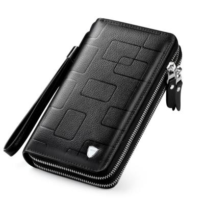 China Divers Clutch Bag Zipper Large Capacity Soft Genuine Leather Wallet For Men Quality Style Long Wallet for sale