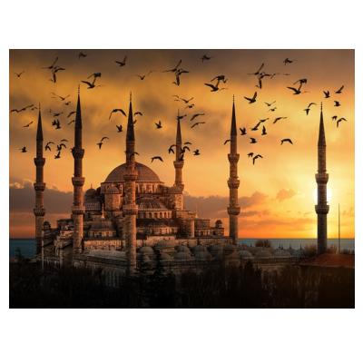 China New Classic/Postmodern Muslim Landscape 5D DIY Diamond Painting Kit Mosque Sunset On The Wall Art Poster Islamic Mosaic Embroidery for sale