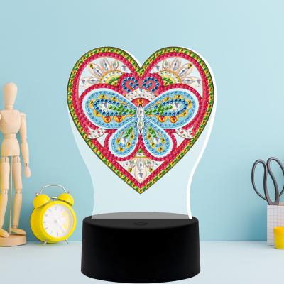 China New Classic/Postmodern Diamond Painting LED Lamp 5D Diamond Embroidery DIY Rhinestone Night Lamp Christmas Halloween Gift for sale