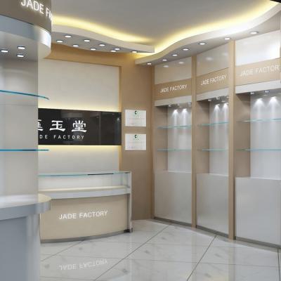 China Fashional Modern Multi Color Jewelery Shop Display Luxurious Custom Glass Jewelry Display Showcase Cabinet for sale