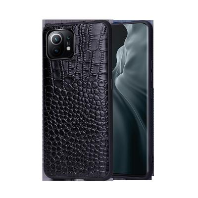 China 2021 New Design Crocodile Pattern Anti-fall Professional Custom Genuine Leather Phone Case For Xiaomi 11 Pro for sale