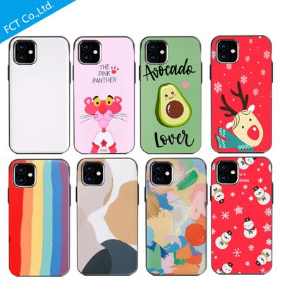 China 2d sublimation pc shockproof phone case with aluminum foil cover blank sublimation mobile phone case for Iphone 11 pro for sale