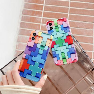 China Custom Building Blocks Anti-fall Phone Case Solid UV Printing Phone Case For Iphone 12 for sale