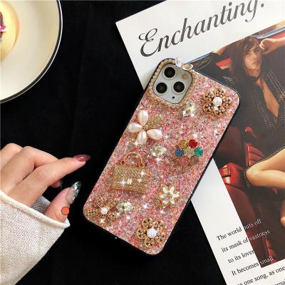 China Factory wholesale custom shockproof for iphone 12 13 x xs xr shinny case luxury and Bling rhinestone phone cover TPU diamond phone case for sale