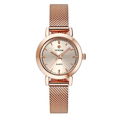 China Factory Direct Sales Water Resistant WR 8823 Fashion Rose Gold Mesh Quartz Women Watch for sale