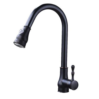 China Thermostatic Faucets Deck Mounted Antique European Sink Mixer Pull Down Sprayer High Arc Kitchen Faucet Black for sale