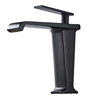 China Modern Single Hole Brass Faucet Modern Single Hole Bathroom Faucet Black Basin Water Faucet Metered Cold-Hot Mixer Tap for sale