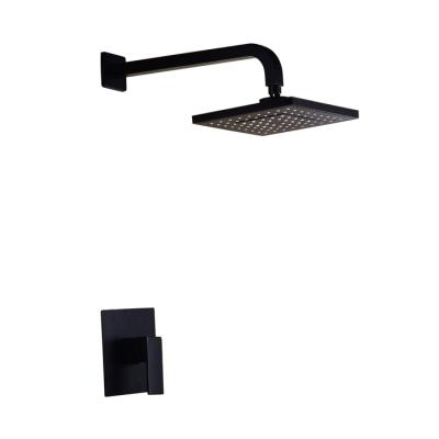 China Without Sliding Bar Rain Shower Set Bathroom Black In Wall Mounted Concealed Brass Shower Mixers Shower Black Paint Set for sale