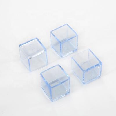 China Modern Clear Square Form Fuirniture Chair Table Leg Plastic Rubber Feet Cover Anti Scratch Noise Proof Floor Protector Tips for sale