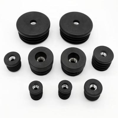 China Plastic Hollow Tube Fittings Plug M6 M8 Socket Pipe End Cap Screw Nut Inserts Round Tube Fitting Plug Plugs Furniture Screw Insert for sale