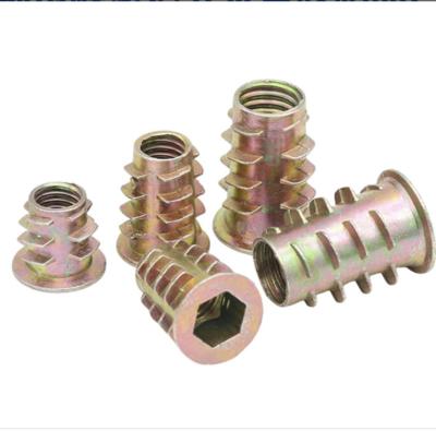 China Fittings M4 M5 M6 M8 M10 Knock-in Insert Nuts For Wood Lathe Double Hex Inserts Bolt Nuts Screw Nut With Mediate for sale