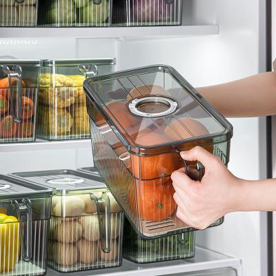 China Internal Food Storage Boxes Freshness Preservation Household Fridge Safe Clear Plastic Storage Box Bpa Free With Dividers for sale