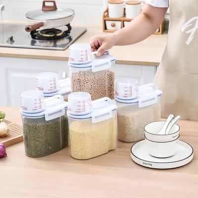 China Transparent Moisture Proof Airtight Portable Food Storage Bin Cereal Container Japanese Freshness Preservation Rice Pot For Kitchen for sale