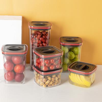 China Wholesale Freshness Preservation Food Grade Kitchen Fresh Food Storage Container Sealed Plastic Transparent Food Jar With Lid for sale