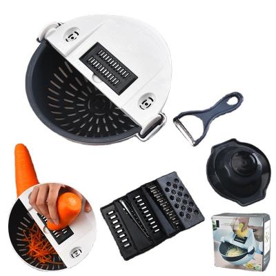 China Multi Purpose Manual Drain Basket Hand Kitchen 9 In 1 Salad Vegetable Chopper Slicer Dicer Cutter Machine for sale