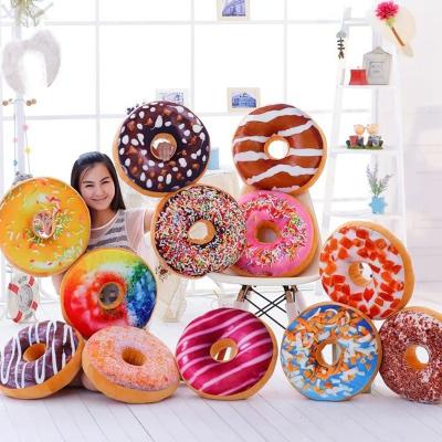 China New Sofa Toys Home Decorative Soft 3d Printing Donut Pillow Ring Shaped Back Cushion for sale