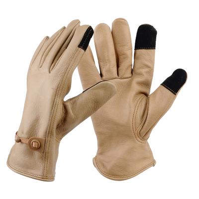 China Comfortable Gloves Leather Work Safety Cuff Protective Gloves Heavy Duty Brown Leather Work Gloves for sale