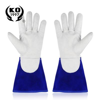 China Comfortable High Quality Long Cat Leather Welding Gloves Working Heat Resistant Gloves for sale