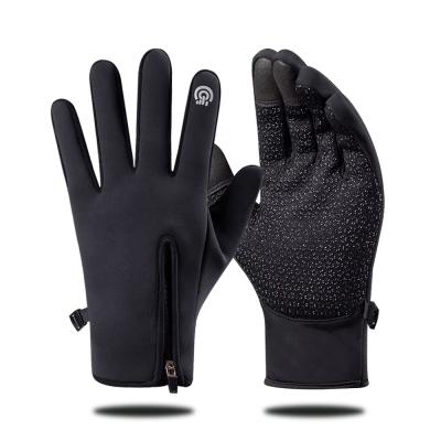 China Good Quality Men Black Waterproof Palm Non-slip Waterproof Winter Keep Warm Skiing Gloves for sale