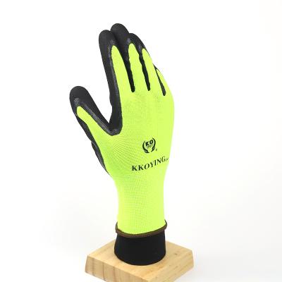 China 13G Hivis Polyester Nitrile Waterproof Breathable Work/Industry/Non-Slip Gloves Work Safety and Oil Pollution Resistant Gloves for sale