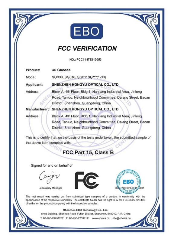 FCC - Shenzhen Hony Optical Co., Limited