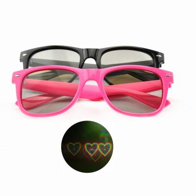 China Nightclub Heart Glass Special Effects Glass Gift Peach Red Hearts Light Diffraction Fireworks Glasses Light Changing Eyewear for sale