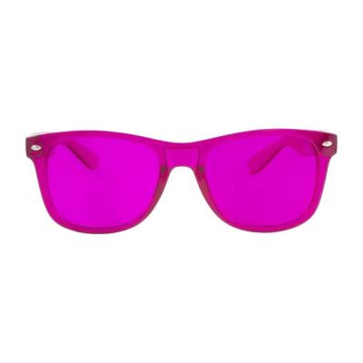 China UV400 Color Therapy Mood Protective Magenta Glasses, Light Therapy Chakra Healing Glass Chromotherapy Magenta Colored Glasses Sun Eyewear for sale