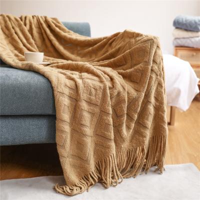 China Home Anti-Static Sofa Throw Bed Blankets Baby Wrap Knitted Blanket for sale