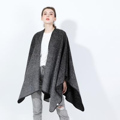 China Autumn Winter Fashion Knitted Plain Geometric Poncho Soft Scarf Shawl for sale