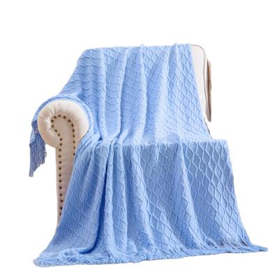 China Amazon Anti-Static Soft Throw Woven Knit Blanket With Tassel For Beding Home Sofa Couch for sale