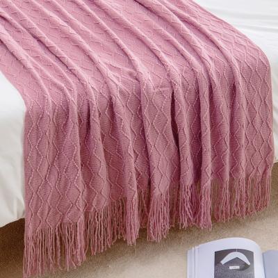 China Anti-Static Soft Knitted Blanket Large Colorful Premium Knit Baby Wrap Blanket for sale