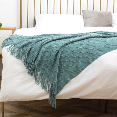 China Color Soft Anti-Static Custom Blanket Knit With 100% Acrylic Tassels for sale