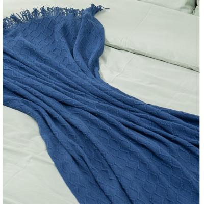 China Anti-Static Throw Blanket Textured Soft Decorative Knitted Blanket Solid for sale