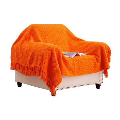 China Hot Sales Anti-Static Faux Chenille Blankets Thick Fluffy Comfortable Chenille Knitted Throw Blanket With Decorative Fringe for sale