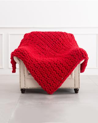 China Chunky Bed Sofa Throw Handmade Anti-Static Knitted Throw Blanket Chunky Knit Blanket for sale