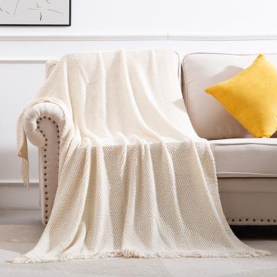 China Anti-Static Acrylic Home Sofa Bed Blankets Baby Swaddle Knitted Blanket for sale