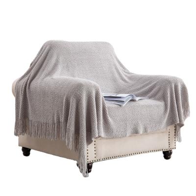 China Household Home Anti-static Pure Color Knitted Sofa Blanket Sofa Towel Throw Blanket for sale