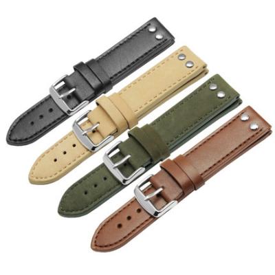 China KZfashion Comfortable Vintage Men's Genuine Leather Watch Straps 20 22mm Watch Band For Apple Watch for sale