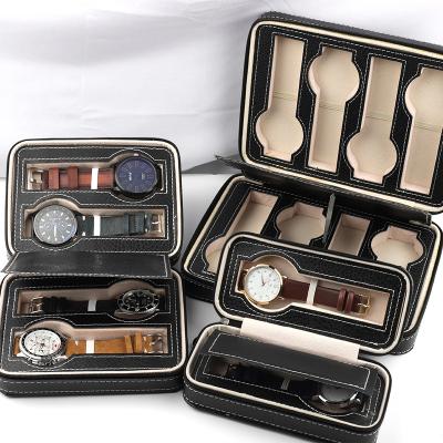 China With Lift-Up Lid Luxury Leather Drawers Makeup Organizer Jewelry Box Necklace Box Vintage Wrist Watch Case for sale