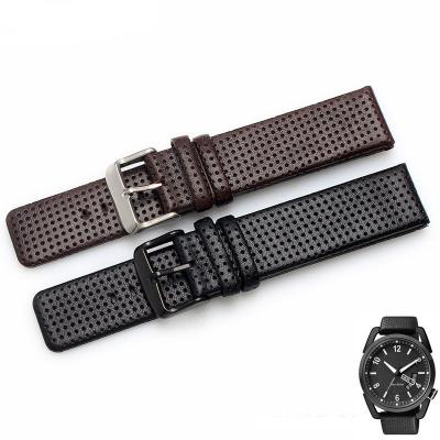 China New Genuine Fanshion Zulu Breathable Leather Black 20mm Watch Strap for sale