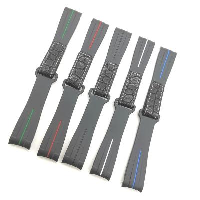 China Silicone Male Women Watch Accessories Silicone Rubber Watch Band 20mm Fit For R0 LEX Red Green Water Ghost Leather Strap for sale