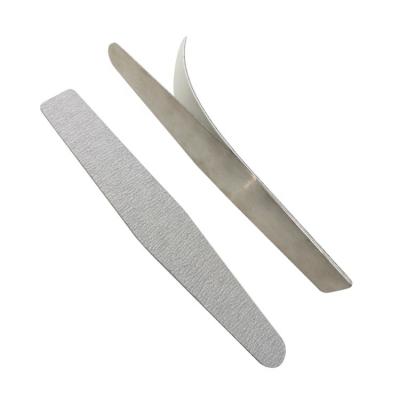 China Private Design Professional Finger Care and Salon Double Sided Sandpaper Nail Folder Beauty Salon Metal Silver Board High Quality Cushioned Nail File for sale