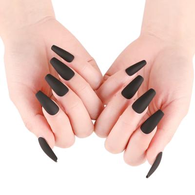 China Hot Sale Long Style Bride Personal Care Fashion Fake Tips Press On Nails 2021 Easy Artificial Apply Pure Color Press On Nails Wholesale for sale