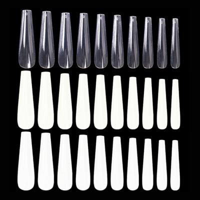 China 300pcs/bag Fashionable Custom T-Shaped Natural Transparent Artificial Full Cover Gel Press Nail Tips for sale