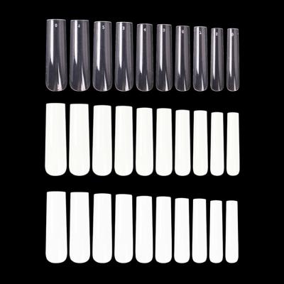 China Fashionable Hot Selling 300 Pcs/Bag XXL Lengthened Square Full Head Paste ABS Full Cover Plastic Nail Tips for sale