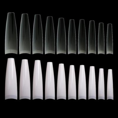 China Fashionable Wholesale 500 Pcs / Bag XXL Salon Coffin Nails Covers ABS Made Artificial Plastic Nail Tips for sale