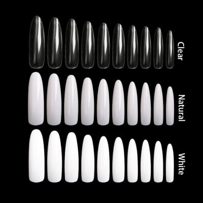 China New Design 500pcs/bag Fashionable Reusable Clear XXL Full Cover Natural Oval Artificial Nail Tips for sale