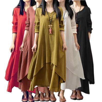 China 2021 New Arrival Best Quality Breathable Empire Waist Ruffle Dress Oversized Women's Autumn Dress for sale